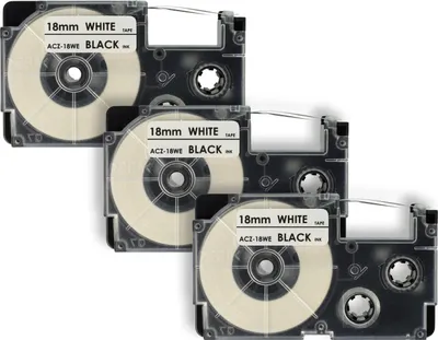 Produktbild von vhbw 3x Schriftband-Kassette Ersatz für Casio XR-18WE, XR-18WE1 für Etiketten-Drucker 8m x 18mm Schwarz auf Weiß