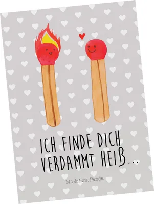 Produktbild von Mr. & Mrs. Panda Postkarte Streichhölzer - Grau Pastell - Geschenk, bildkarte, Liebesgeschenk, Liebesbeweis, Freundin, Postkarten, Ansichtskarten, Grußkarte