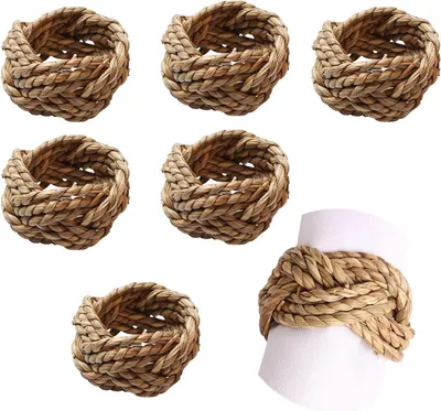 Produktbild von handgewebte Serviettenringe aus Naturholz, zur Tischdekoration, für Hochzeiten und Partys