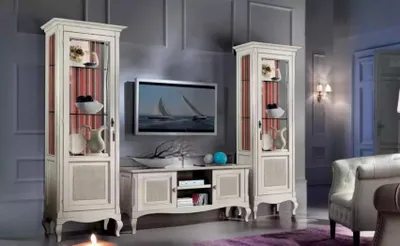 Produktbild von Wohnzimmermöbel Set Wohnzimmer TV-Ständer 2x Vitrine 3tlg. Wohnwand