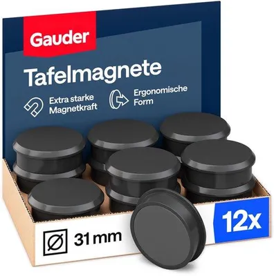 Image de Aimants ronds pour bureau - Aimants puissants pour tableau blanc et réfrigérateur - Lot de 12, 31 x 10 mm, noir