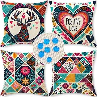 Obrázok produktu pre Unyqoos® Sada 4 vankúšových poťahov, 45 x 45 cm – vodoodolné ľanové plátno, vhodné do interiéru aj exteriéru, skrytý zips