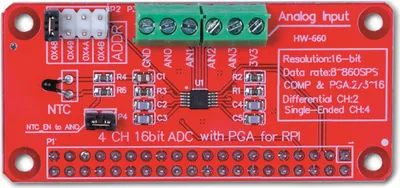 Obrázok produktu pre JOY-IT A/D modul, RB-ADC01, 4-kanálový A/D modul pre Raspberry Pi