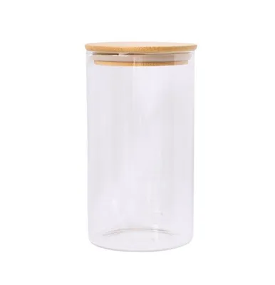 Zdjęcie produktu dla Słoik do przechowywania JGS 700 ml z bambusową pokrywką – hermetyczny pojemnik szklany do kuchni i przechowywania, elegancki słoik na kawę, makaron, przyprawy i musli