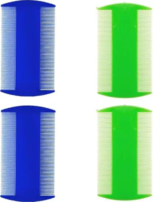 Produktbild von Luizenkamm 4 Stücke Kunststoff doppelseitiger Nissenkamm für Haustiere - Fein gezahnter Kamm zum Entfernen von Flöhen und Läusen