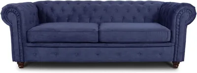 Produktbild von Easy4You Chesterfield Blau 3-Sitzer Sofa Sofas für Wohnzimmer Sofagarnituren mit Holzfüße Set Sofas & Couches Capri 89