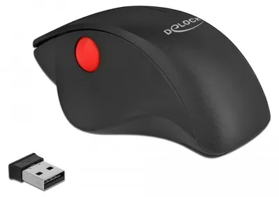 Obrázok produktu pre DeLOCK 12598, Pravoruké, Vertikálny dizajn, Bluetooth + USB Type-A, 1600 DPI, Čierna, Červená