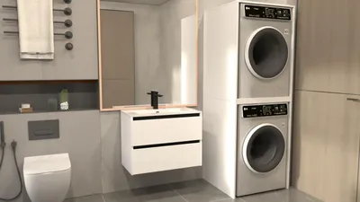 Produktbild von Waschmaschinenschrank für Waschmaschine und Wäschetrockner in Weiß, 180x66x65 cm