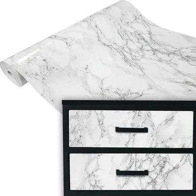 Produktbild von Klebefolie Möbel 90x100 cm - Marmi Grau - Möbelfolie Deko-Stil selbstklebend - PVC Folie für kreative Raumgestaltung - Selbstklebende Folie ideal für Küche, Bad und Möbel-Upcycling