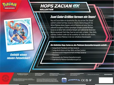 Produktbild von Pokemon TCG Hops Zacian EX Box März 2025 - deutsch