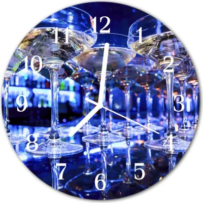 Produktbild von Glasuhr Wanduhr Küchenuhr Echt-Glas 30fi cm Gläser blau