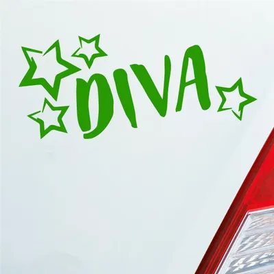 Produktbild von Auto Aufkleber Diva Sterne Stars Schriftzug 17,5x10 cm Hellgrün Sticker Heckscheibenaufkleber