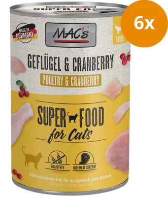 Produktbild von MAC's CAT GEFLÜGEL & CRANBERRY, Adult, jede Rasse, Cranberry, Geflügel, 400 g, Getreidefrei