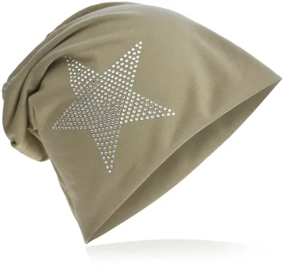 Produktbild von Beanie Muetze Strass Stern Sand