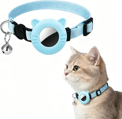 Immagine prodotto di Collare per gatti con supporto per AirTag, regolabile da 20 a 32 cm, con campanello, adatto per gatti e cuccioli
