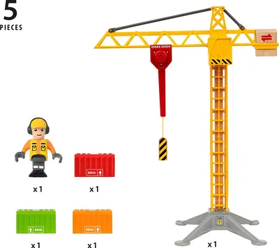 Produktbild von Brio Großer Baukran mit Licht 63383500 - Mit Magnethagen, um 360 Grad drehbar, für Kinder ab 3 Jahre