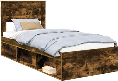Immagine prodotto di Telaio per letto, colore noce, dimensioni 90 x 200 cm, realizzato in legno di pino massello