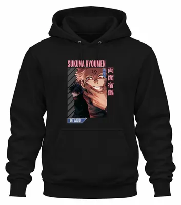 Immagine prodotto di Sukuna Ryoumen Jujutsu Kaisen Demone Occhi Rossi Otaku Estetica Anime Felpa con cappuccio unisex, Nero, XXL