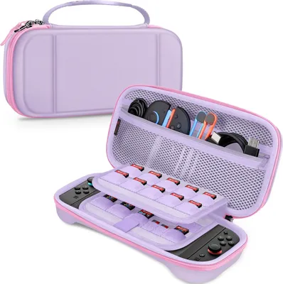 Produktbild von FINTIE Tasche für Nintendo Switch 2 (2025) - Tragetasche Aufbewahrungstasche Hülle Case mit Spielkartenhaltern für Nintendo Switch Konsole und Zubehör, Pastellviolett