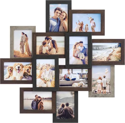 Obrázok produktu pre Sada 12 rámikov na fotky – rámiky na stenu určené na fotografie formátu 10 x 15 cm – vyrobené z MDF s presklením
