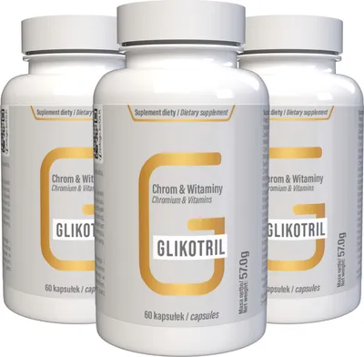 Obrázek produktu pro Glikotril – 180 kapslí (3x60) s vysokým dávkováním – originální receptura ze Švýcarska – veganské a rostlinné s vitamíny a minerály – balení po 3 kusech