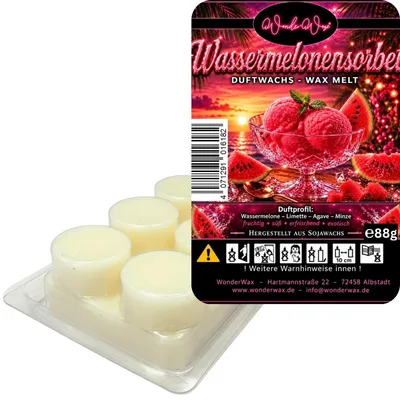 Produktbild von WonderWax Duftwachs Wax Melts für Duftlampe, 6 Kreise Duftmelt Wachsmelt Sojawachs Duftwachs Würfel für Raumdüfte, Wachs Duftöl Winter Indoor Schmelzen für Aromalampe Wassermelonensorbet