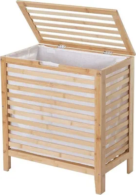Immagine prodotto di Cesto per la biancheria Unyqoos® in bambù, 65 litri – contenitore naturale per la biancheria con inserto in tessuto removibile, dimensioni 61x51x31 cm, color crema
