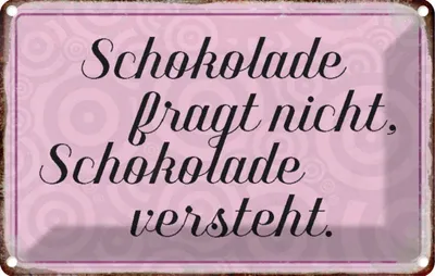 Produktbild von vianmo Blechschild 12x18 cm Schokolade fragt nicht Essen Trinken