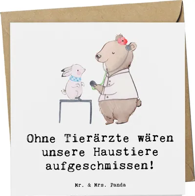 Produktbild von Mr. & Mrs. Panda Grußkarte Tierarzt Helden - Weiß - Geschenk, Beruf, wichtige Tierärzte, Klappkarte, Glückwunschkarte, doppelkarte, Tiermedizin, handgefertigte Geschenke