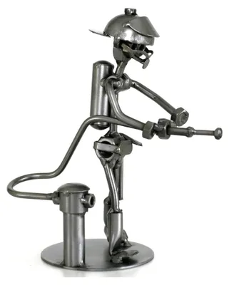 Produktbild von Schraubenmännchen Feuerwehrmann - Handarbeit Geschenkidee Metallfigur Metallmännchen Stahlfigur Schraubenmännle - Deko für Büro & Zuhause