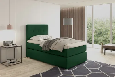 Produktbild von Bari 2 Boxspringbett 80x200, Bett Boxspring mit Lattenrost, Matratze Bonell und Topper – Ihr komfortables Doppelbett!" Grün,