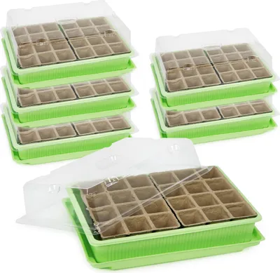 Produktbild von com-four® 6x Zimmergewächshaus zum Anzüchten von Pflanzen, Anzuchtset für 160 Pflanzen, Pflanzkasten für die Wohnung, 27 x 19 x 11 cm