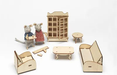 Immagine prodotto di Het Muizenhuis Set di mobili in legno per soggiorno Casa delle bambole Studio Schaapman
