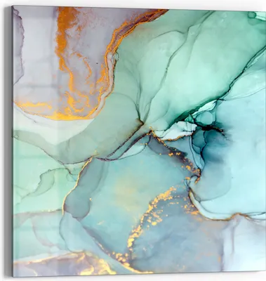 Produktbild von DEQORI Glasbild Echtglas 50x50 cm 'Zerlaufene Wasserfarbe' Wandbild Bild modern Deko