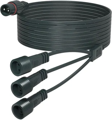 Imagen del producto de Extensión para guirnalda de luces, 10 metros, 1-3 conectores, 2 polos, IP65, resistente al agua, para uso en interiores y exteriores