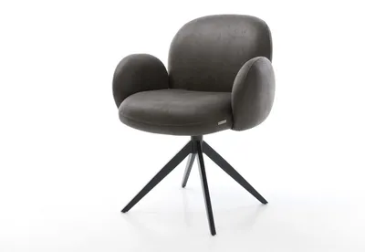 Produktbild von DELIFE Drehstuhl Nube-Flex mit Armlehnen Mikrofaser Anthrazit Vintage Kreuzgestell breit Schwarz 360° drehbar Wippfunktion Taschenfederkern