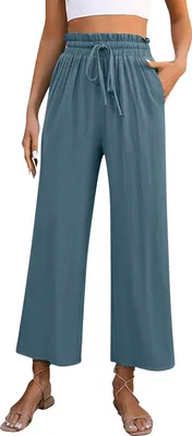 Produktbild von Damen High-Waist-Loungehosen Weite Hosen Business Casual Arbeitskleidung mit Taschen