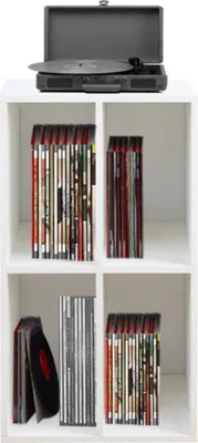 Produktbild von VDD Schallplattenschrank, weiß, Plattenspielermöbel, Innenmaße pro Fach: 35 cm (H) x 20 cm (B) x 35 cm (T), modular, robust und universell einsetzbar