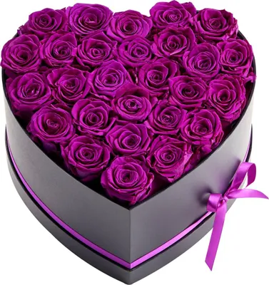 Produktbild von Forever Flowers, 27 konservierte Rosen in einer herzförmigen Schachtel, ewige Blumen, unvergänglicher Blumenstrauß, Geburtstagsgeschenk für Frauen, Ehefrauen, Mütter, Jubiläum, Valentinstag, Weihnachten, lila