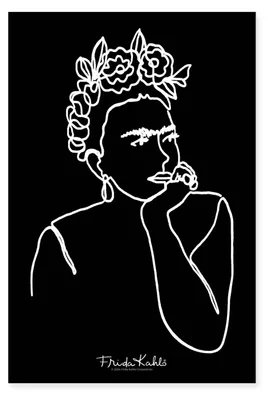 Produktbild von Spreadshirt Frida Kahlo Zeichnung Weiß Poster 60x90 cm, One size, Weiß