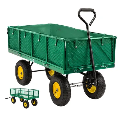 Produktbild von Miweba Bollerwagen | Transportwagen - Handwagen - Transportkarre - Gartenwagen - Gartenkarre - Gerätewagen - klappbar - bis 700 kg belastbar (Grün)
