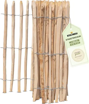 Produktbild von Französischer Premium Staketenzaun Kastanie - Länge 5 Meter, Höhe 100 cm, Lattenabstand 4-5 cm