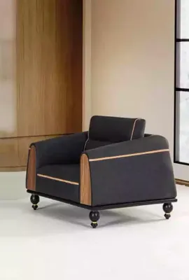 Produktbild von Schwarze Sofas Set Moderne Garnitur Dreisitzer Sessel Stoffmöbel 2tlg
