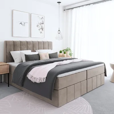 Produktbild von Bett, Boxspringbett BEGI mit Bonnel-Matraze, Bettkästen, OHNE Topper, Doppelbett, Stauraum, Federkern, 120x200 cm, (Cappuccino - ITAKA 48)