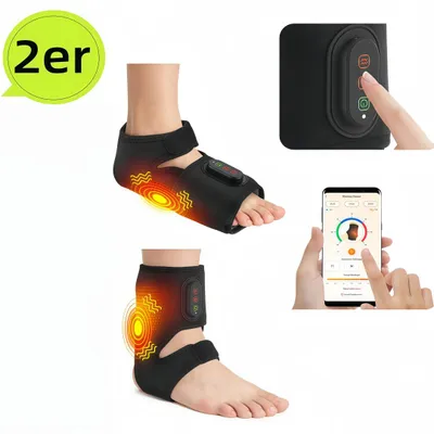 Produktbild von 2er set Fußknöchel- & Fußsohlen-Massagegerät, APP- & Tastensteuerung, NTC 35-65°C, 3 Vibrationsstufen, Timer 10-60min, 3000mAh Akku, wiederaufladbar