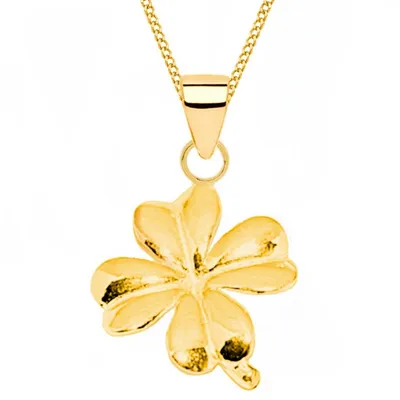 Edles Kleeblatt Kette in Gelbgold I Glücksbringer Anhänger Echtschmuck I 45cm