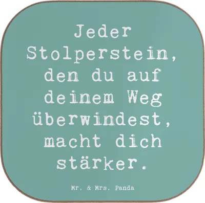 Produktbild von Mr. & Mrs. Panda Untersetzer für Gläser Spruch Stolpersteine im Alltag meistern - Meeresbrise - Geschenk, Vertrauem, Inspiration, Motivation, Zuversicht, Tischuntersetzer