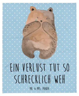 Produktbild von Mr. & Mrs. Panda Decke Bär Verlust - Blau Pastell - Geschenk, Trauer Trauergeschenk Traurig Trösten Trost Liebeskummer, Bettdecke, Fleece-Kuscheldecke, Couchdecke, Teddy