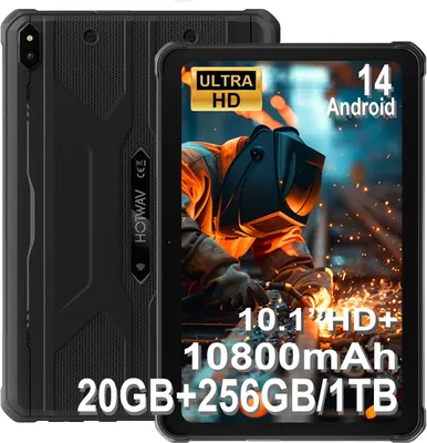 Image de HOTWAV R10 Pro Tablette Incassable 20Go+256Go Android Tablette 10080mAh 10.1" HD+ 13MP+5MP Octa Core Dual SIM 4G Face ID GPS OTG