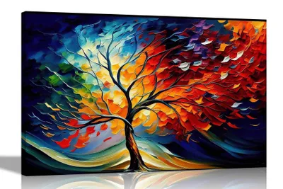 Produktbild von Abstrakte Wanddekoration auf Leinwand mit Lebensbaummotiv